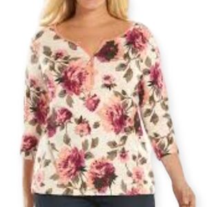 Croft & Barrow Plussize Essential Henley Classic Tee size 1X